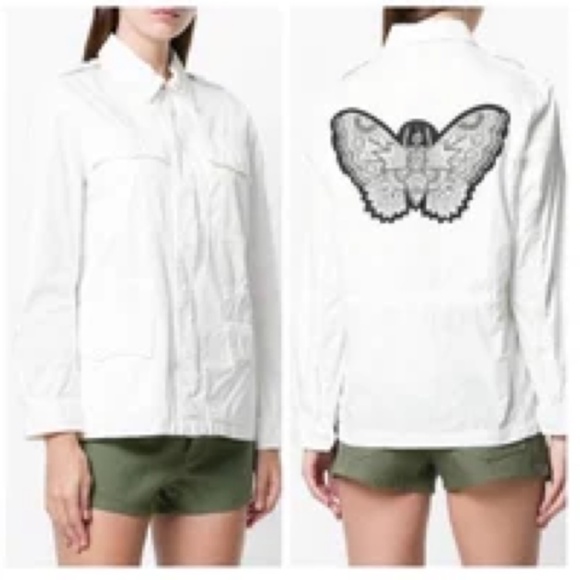 Zadig & Voltaire KAYAK MILI Embroidered Butterfly Zip Front Utility Jack, S - Picture 1 of 14